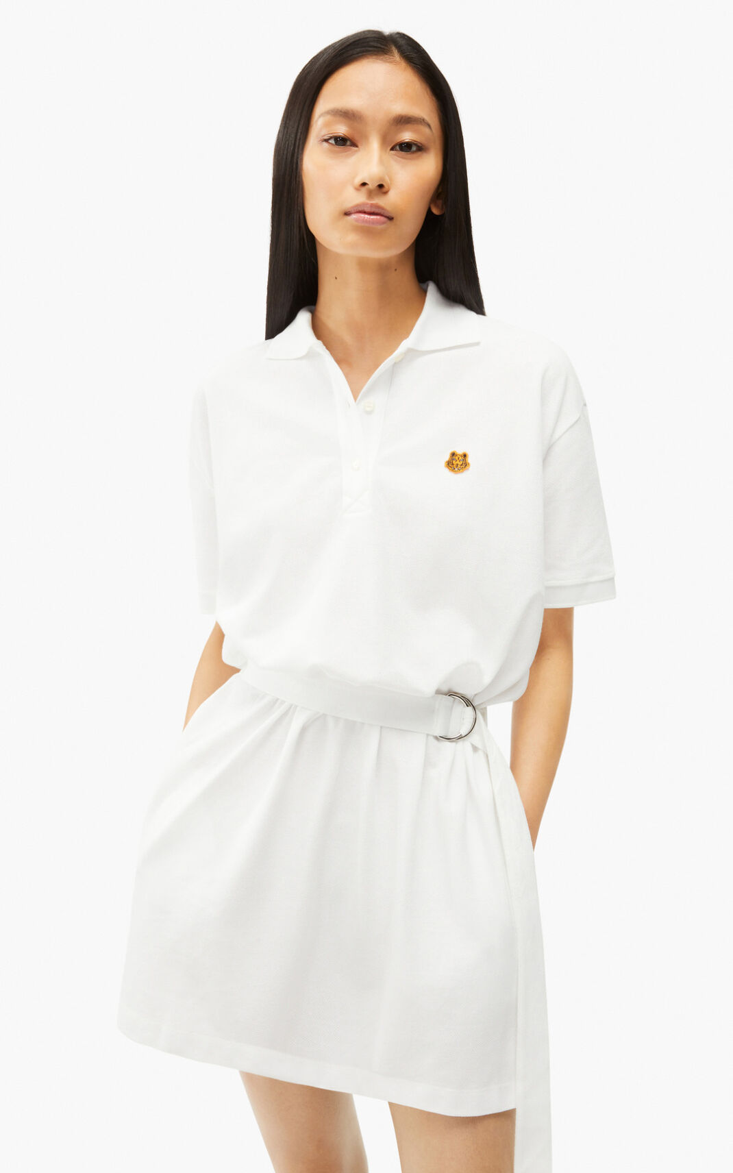 Kenzo Tiger crest polo Dress White For Womens 9842EYORW